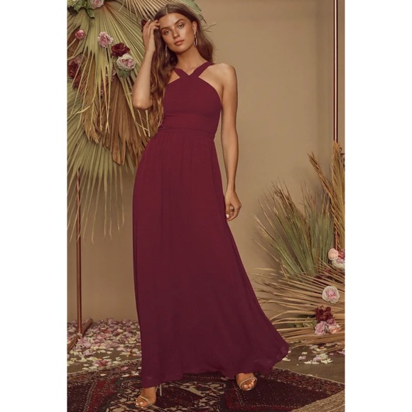 Lulus Air Of Romance Burgundy Maxi Dress S - Picture 12 of 12